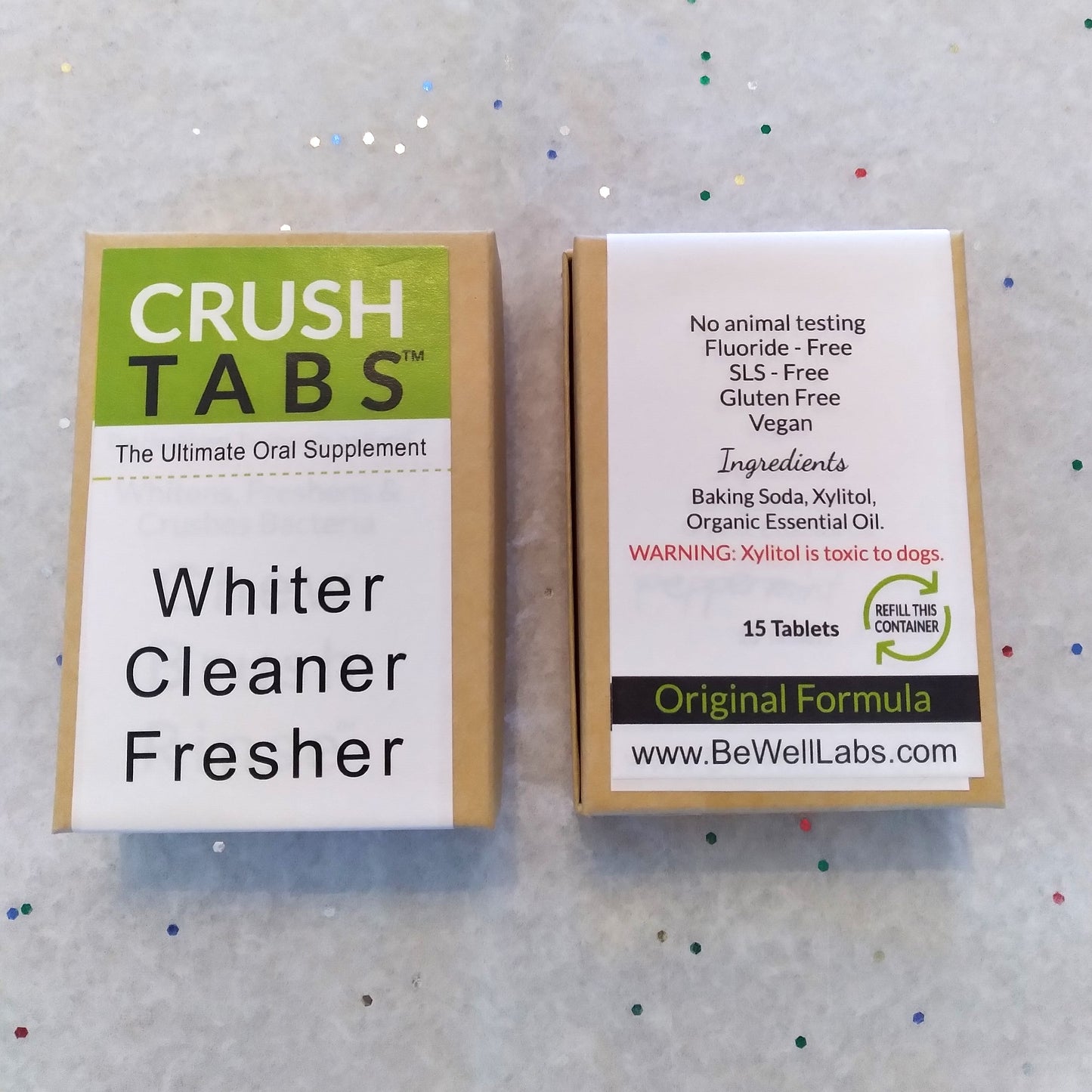 Travel Pack Includes 15 CRUSHTABS® Paper Box