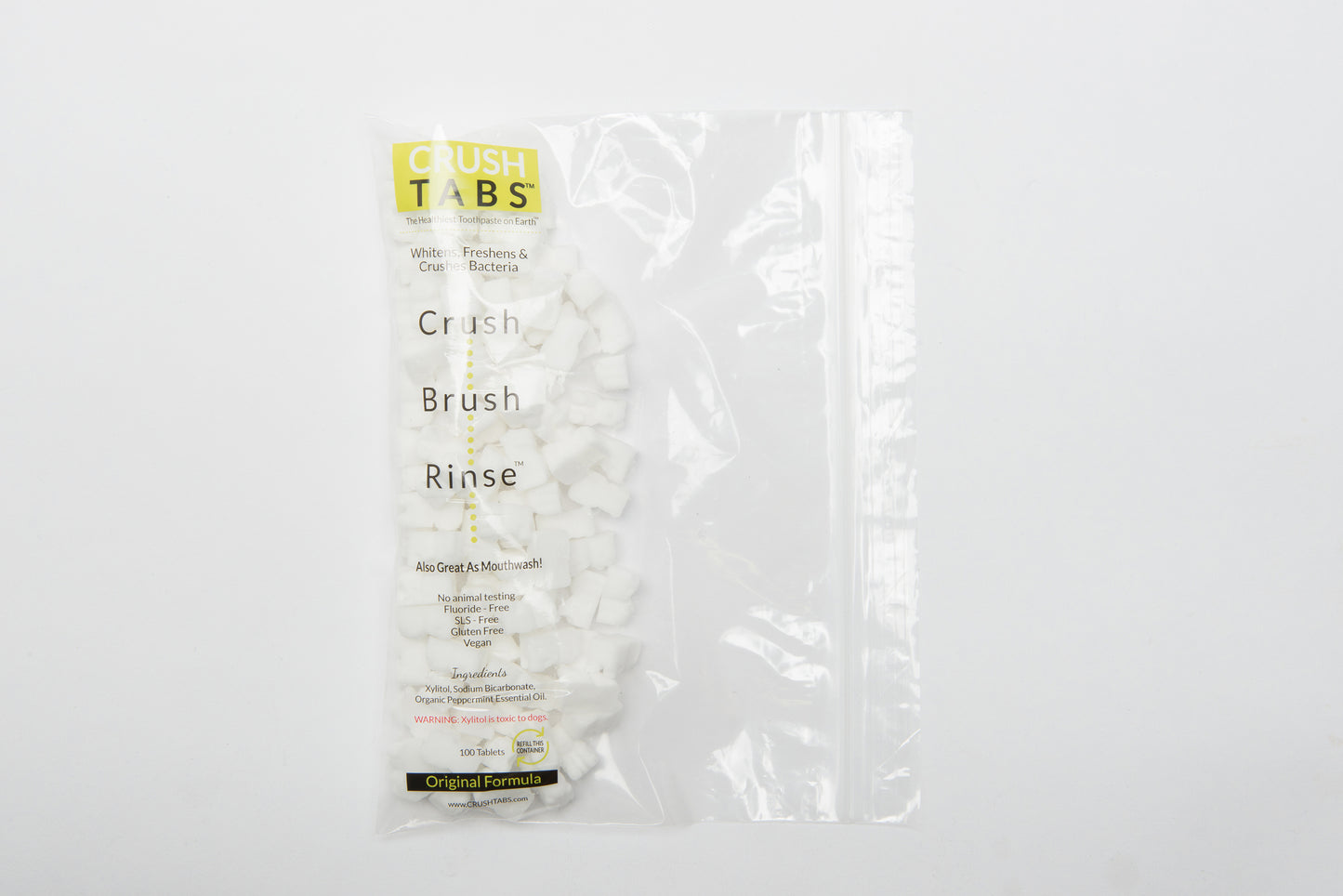 CRUSHTABS - The Healthiest Toothpaste on Earth: 100 Tablet Refill Supply - whitens and freshens teeth